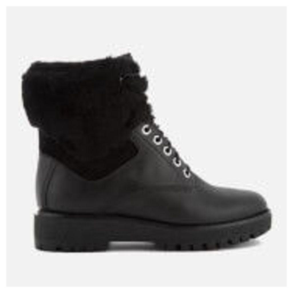 MICHAEL MICHAEL KORS Women's Teddy Leather Lace Up Boots - Black - US 10/UK 8 - Black
