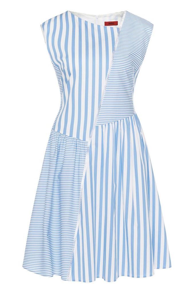 Striped dress in cotton with fringed trim: `Kanah`