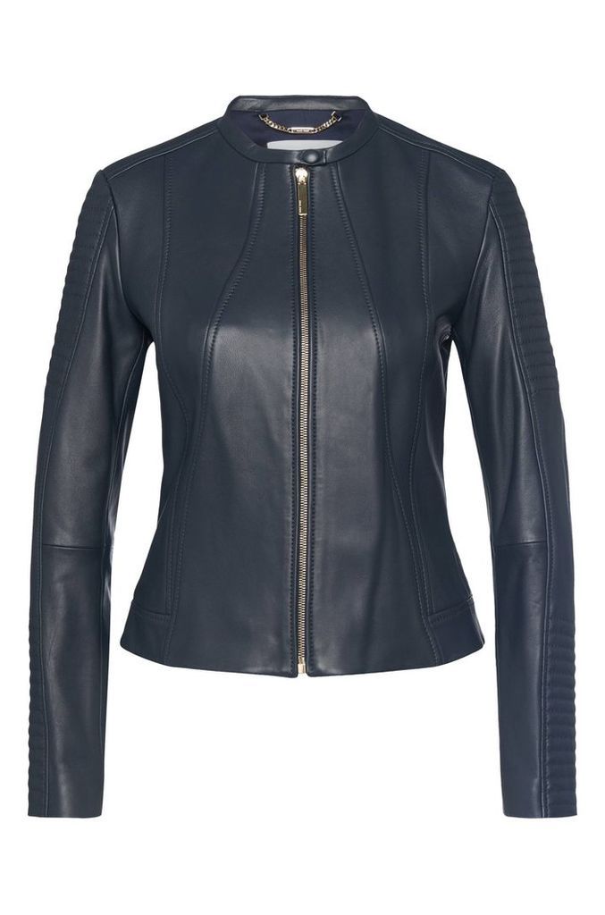 Biker-style leather jacket: `Saviza`
