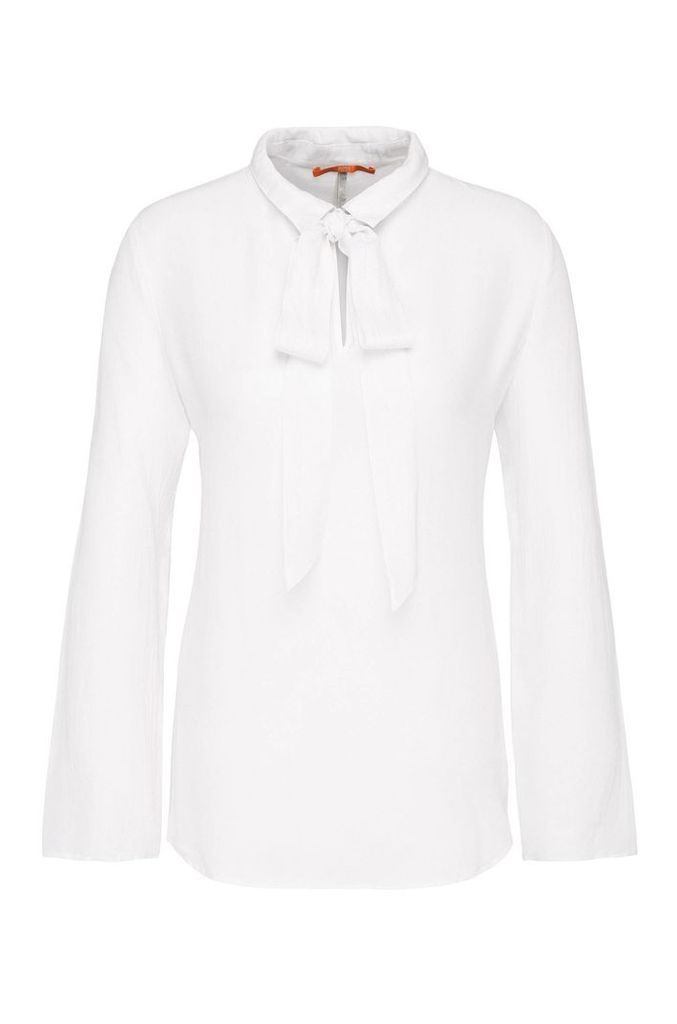 Pussycat bow blouse in a material blend with silk: `Celtis`