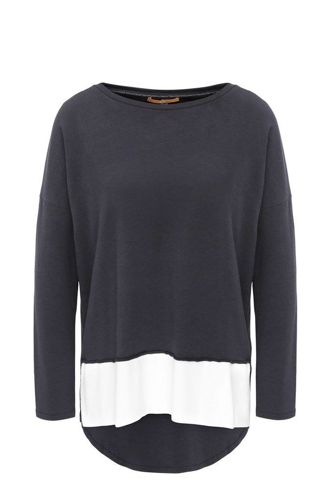Relaxed-fit jersey sweater with raw-cut edges