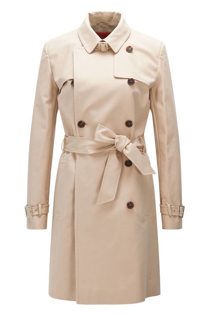 Regular-fit trench coat in stretch cotton: `Makari-1`