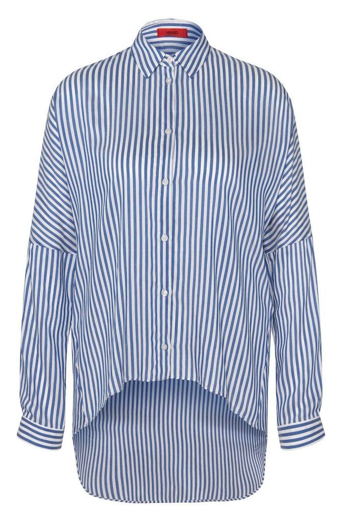 Striped long blouse in viscose blend with silk: `Evanett`