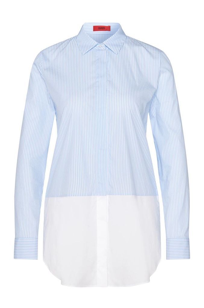 Striped layered-look blouse in stretchy cotton blend: `Efibia`