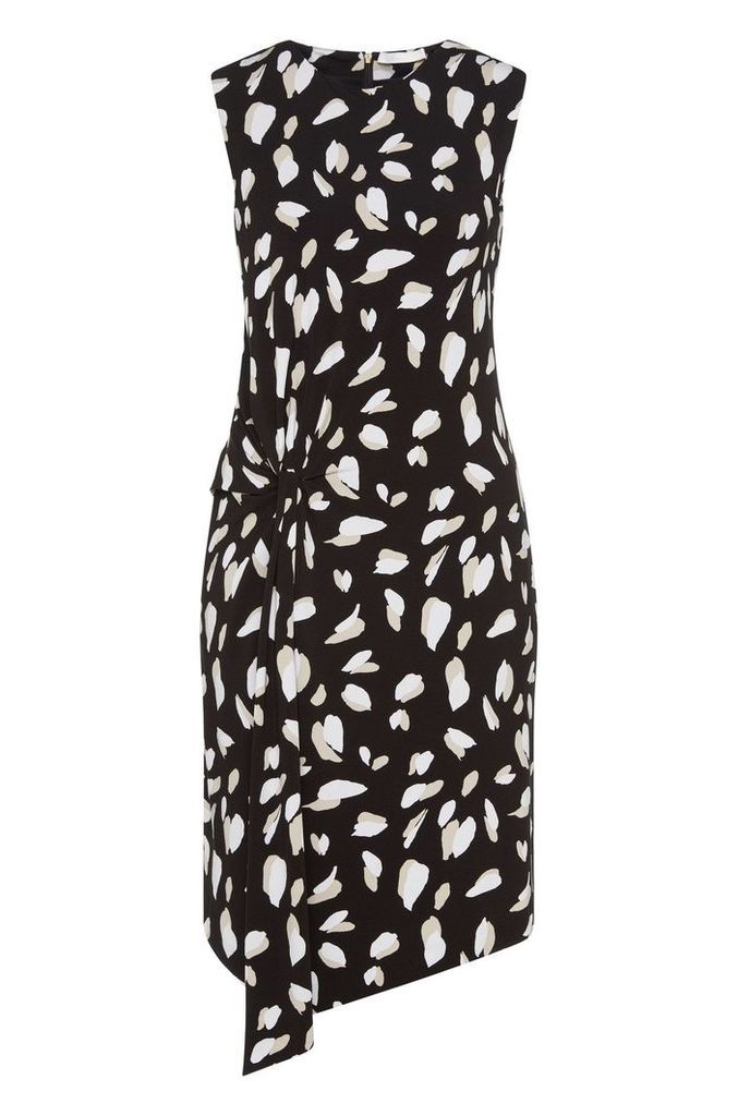Patterned dress in stretch viscose with gathering: `Enavia`