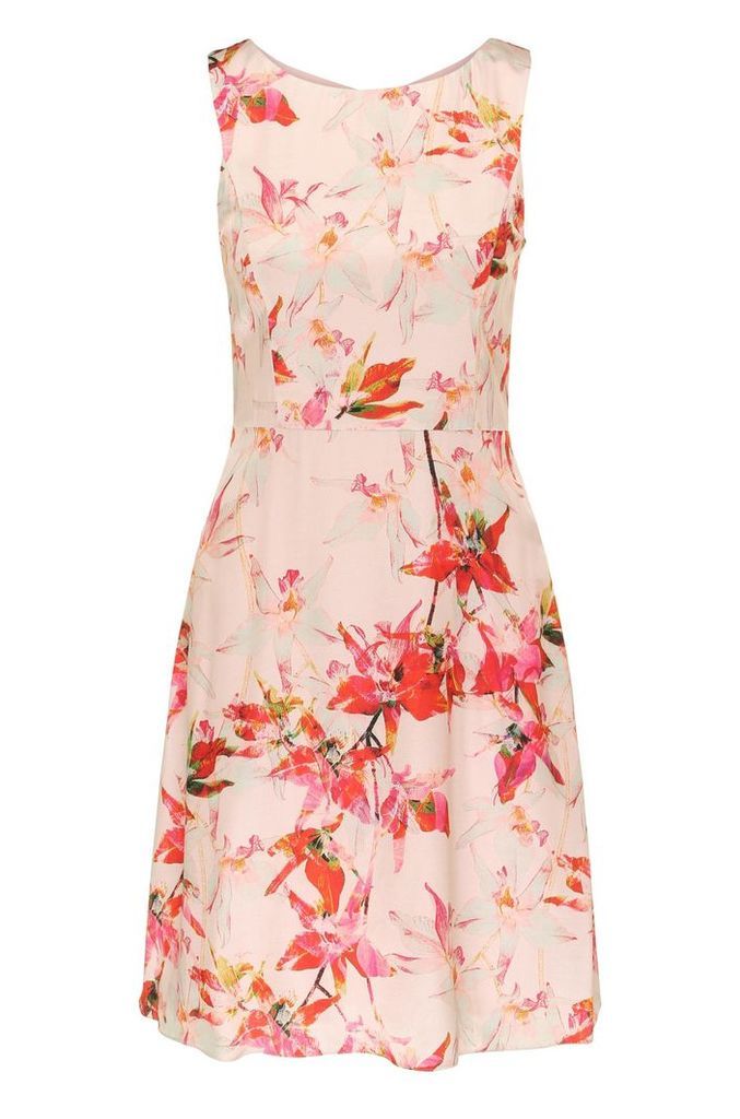 Regular-fit mini dress in viscose and silk with a floral print: `Afilly`