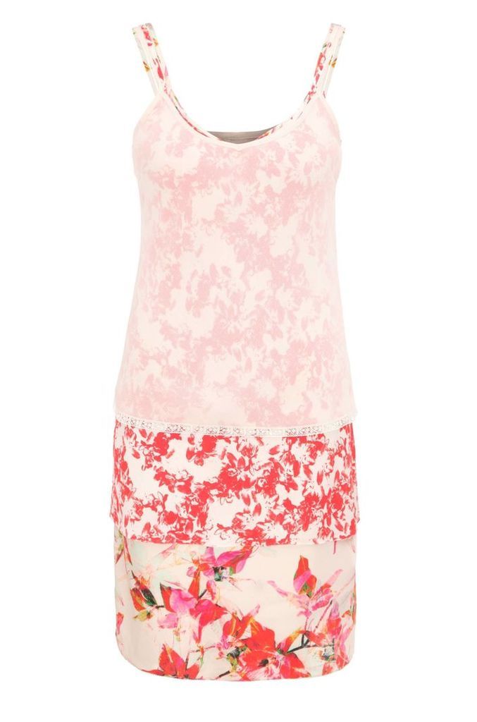 Relaxed-fit 3-in-1 strap dress in a viscose blend with silk and a floral print: `Citour`