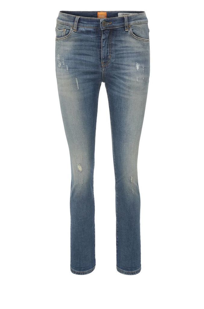 Slim-fit jeans in stretch cotton blend: `Orange J21`