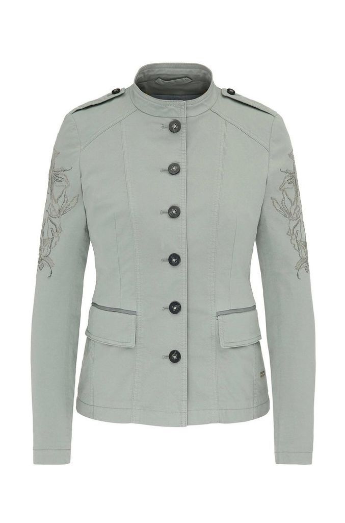 Embroidered military jacket in stretch cotton: `Obreuny-D`