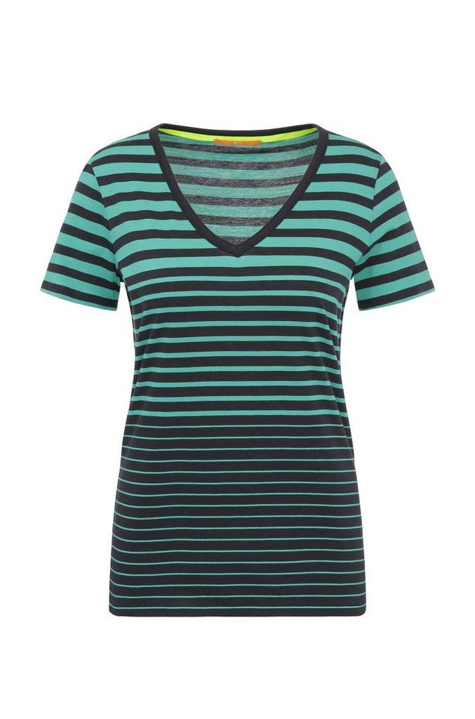 Striped slim-fit V-neck shirt in cotton: `Vashion`