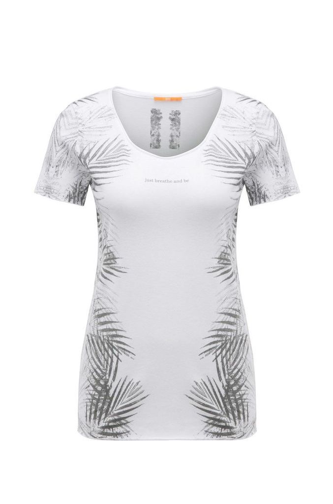 Printed slim-fit t-shirt in cotton blend with modal: `Tasensation`