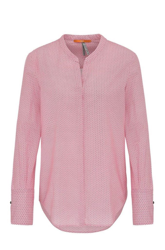 Regular-fit cotton voile blouse in mini geometric pattern