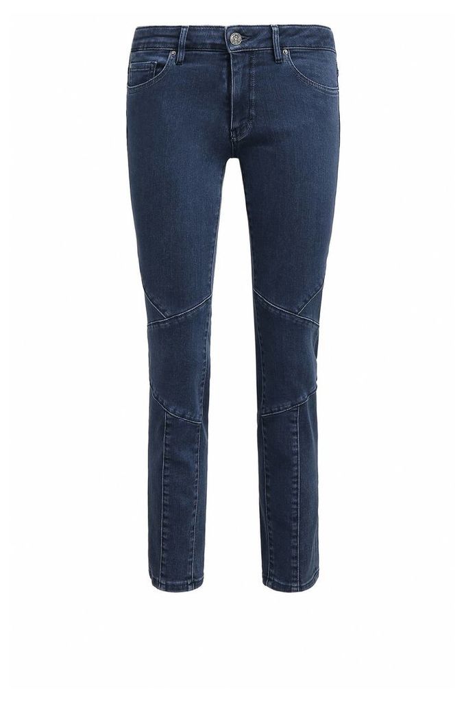 Cropped slim-fit power-stretch denim jeans in biker design