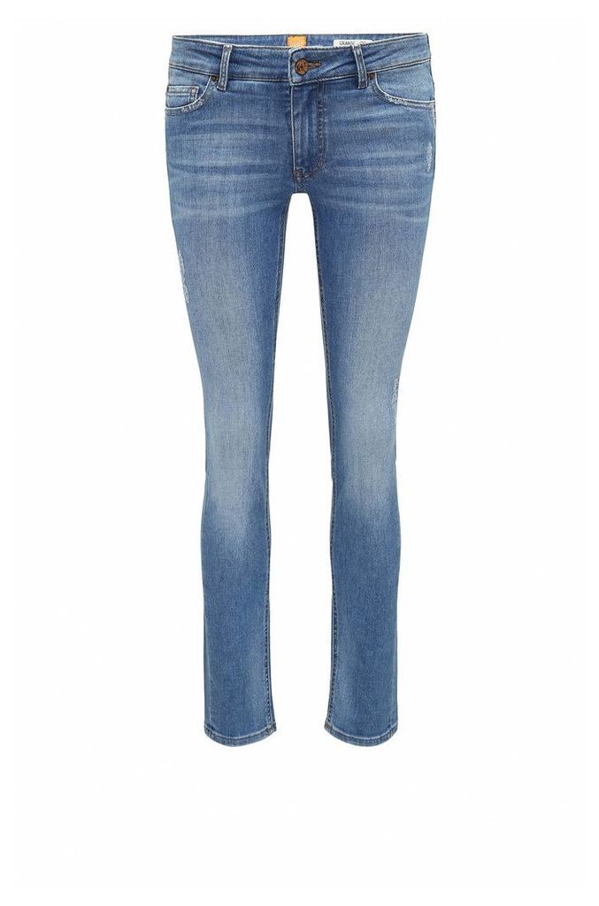 Slim-fit comfort-stretch denim jeans with destroyed effects