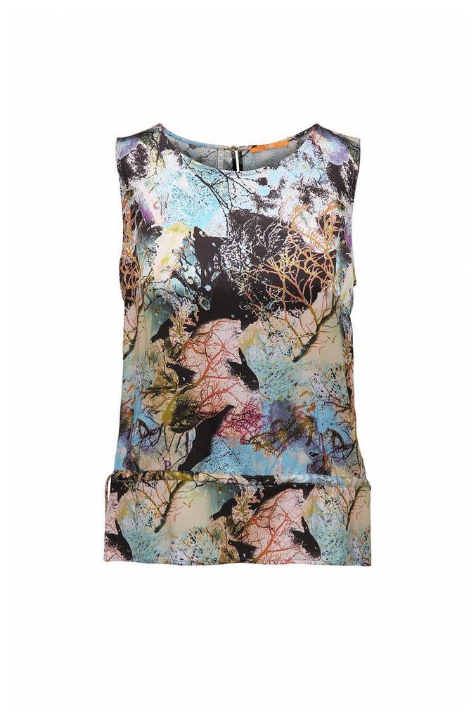 Regular-fit printed top in soft voile