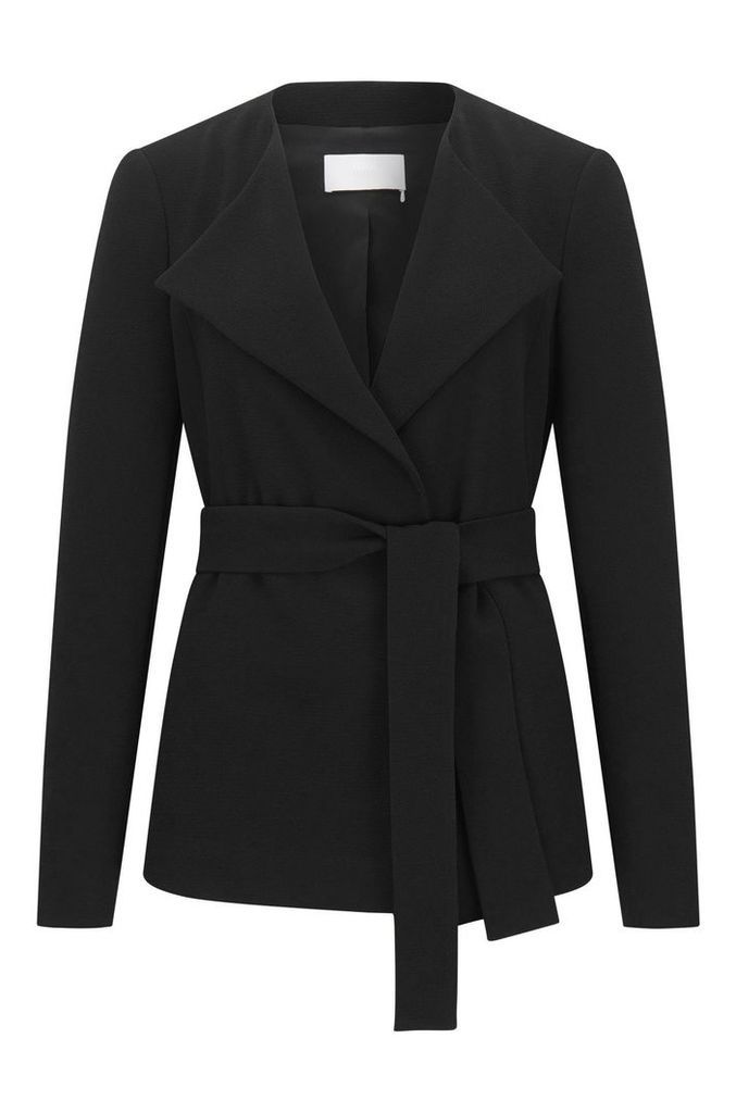 Relaxed-fit blazer in crepe fabric with belt detail