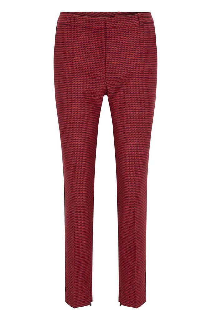 Slim-fit trousers in micro-pattern fabric