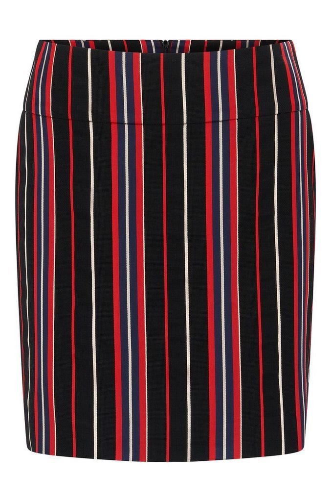 Regular-fit skirt in a striped cotton blend