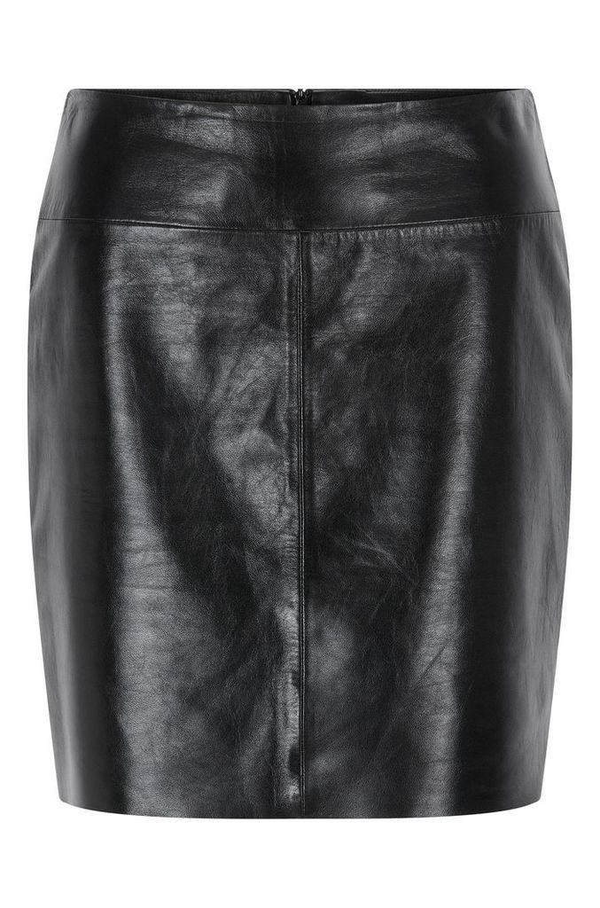Regular-fit pencil skirt in lacquered leather