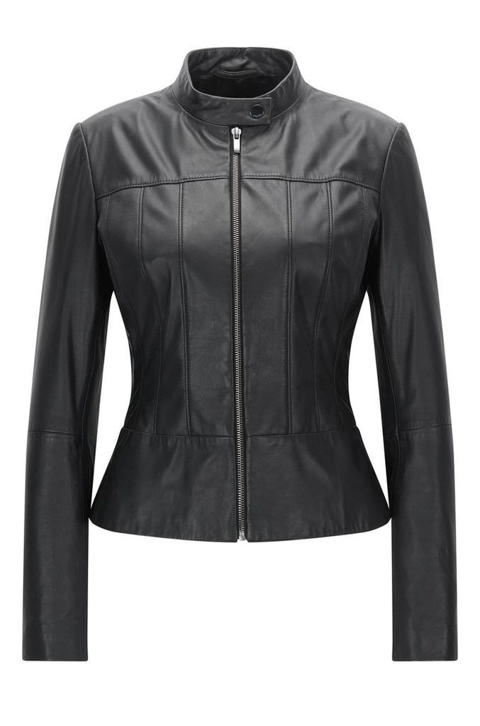 Regular-fit biker jacket in soft leather