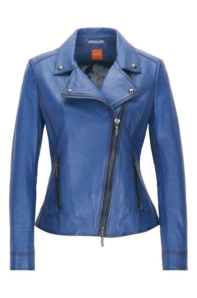 Lightweight nappa leather biker jacket with assymetrical zip