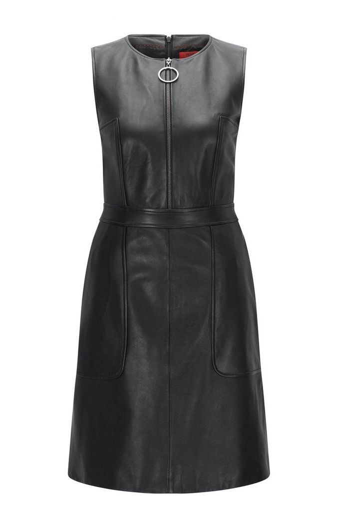 Regular-fit dress in grained leather