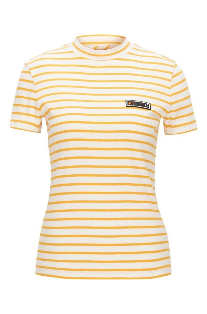 Slim-fit T-shirt in striped rib jersey
