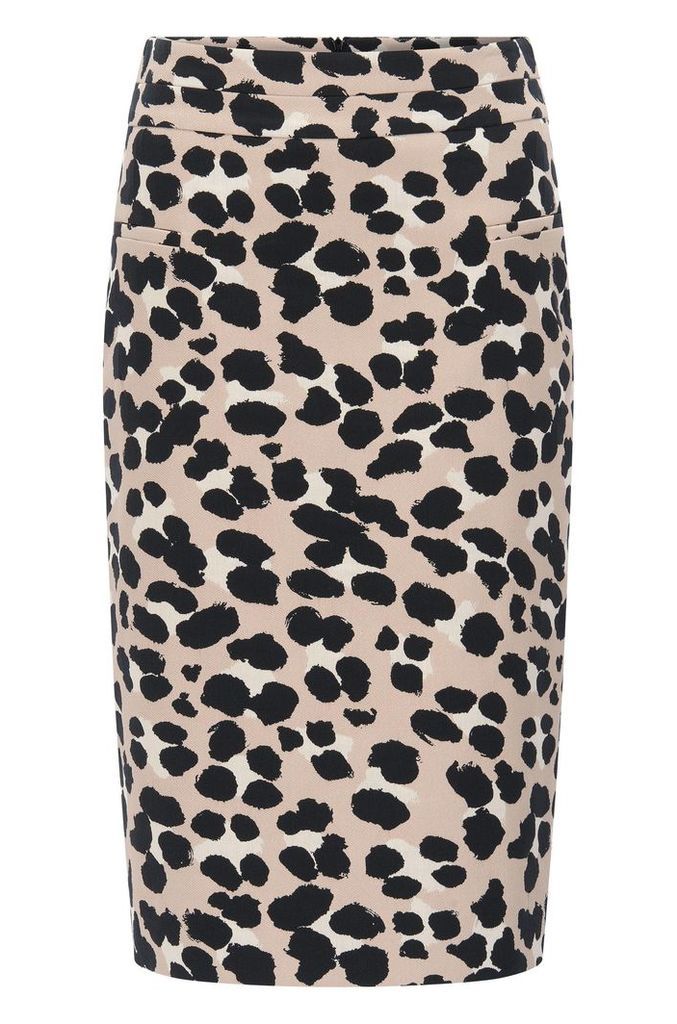 Pencil skirt in cheetah-print jacquard