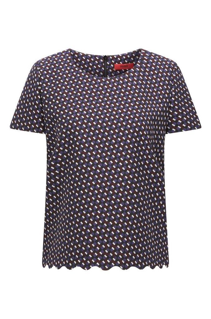 Short-sleeved top in graphic jacquard