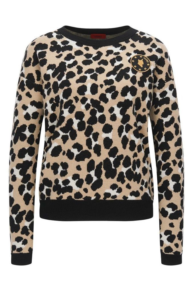 Cheetah-pattern sweater in virgin wool