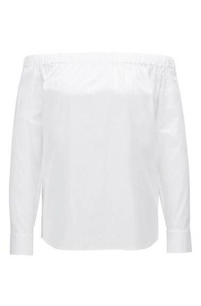 Regular-fit Bardot blouse in stretch cotton