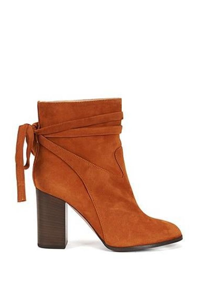 Suede ankle boots with wrap detail