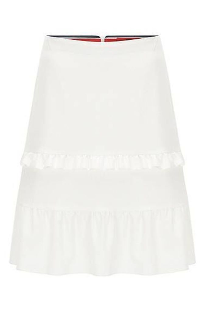 Regular-fit A-line skirt with tiered ruffle details