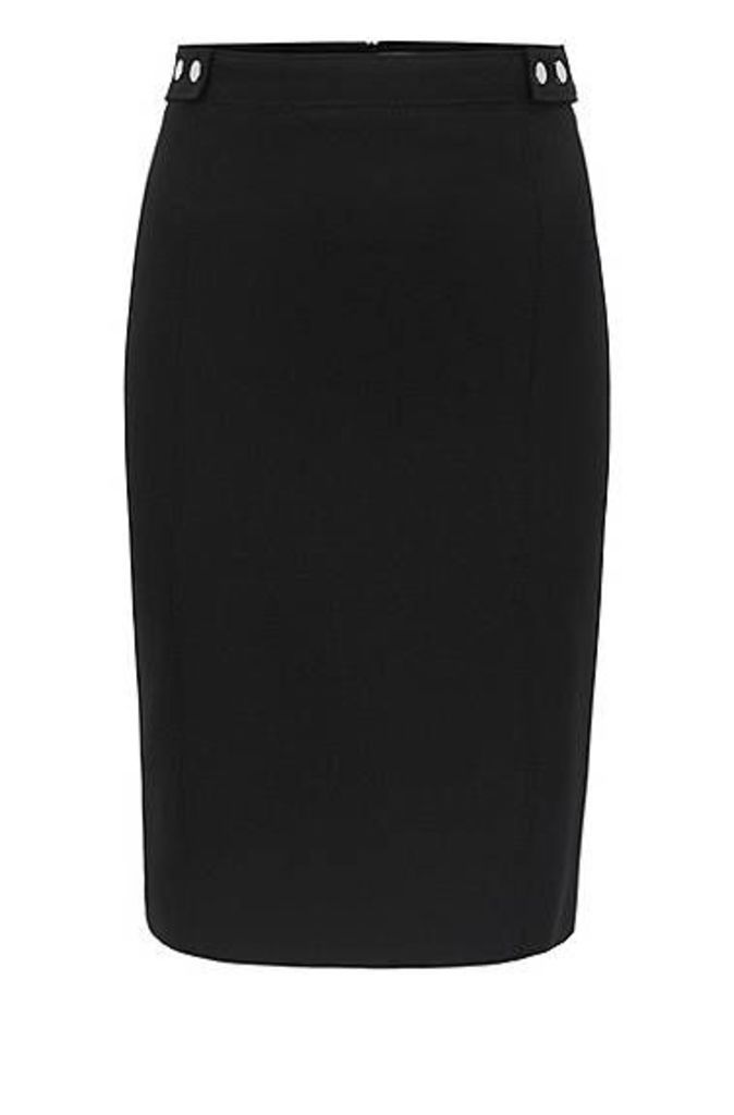 Pencil skirt in stretch virgin wool with stud details
