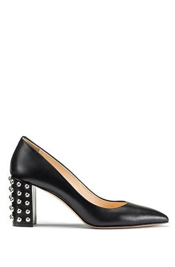 Italian calf-leather pumps with stud detailing