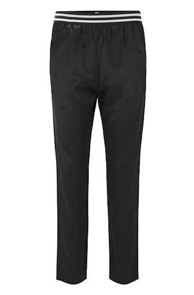 Regular-fit satin trousers with jacquard pattern