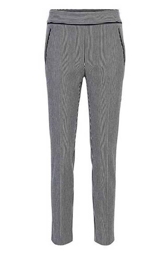 Regular-fit cropped trousers in denim-stripe stretch cotton