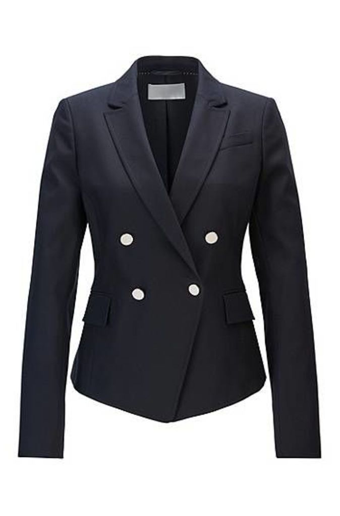 Regular-fit double-breasted tailored jacket with pointed hem