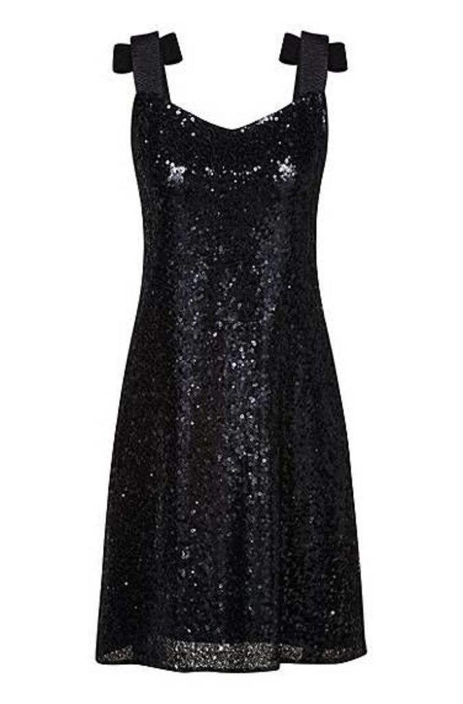 Regular-fit sequinned dress with bow-tie straps