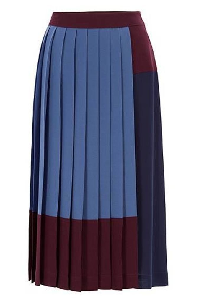 A-line skirt in stretch crepe with colourblock design
