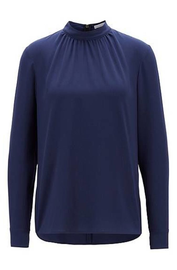 Crepe blouse with gathered neckline