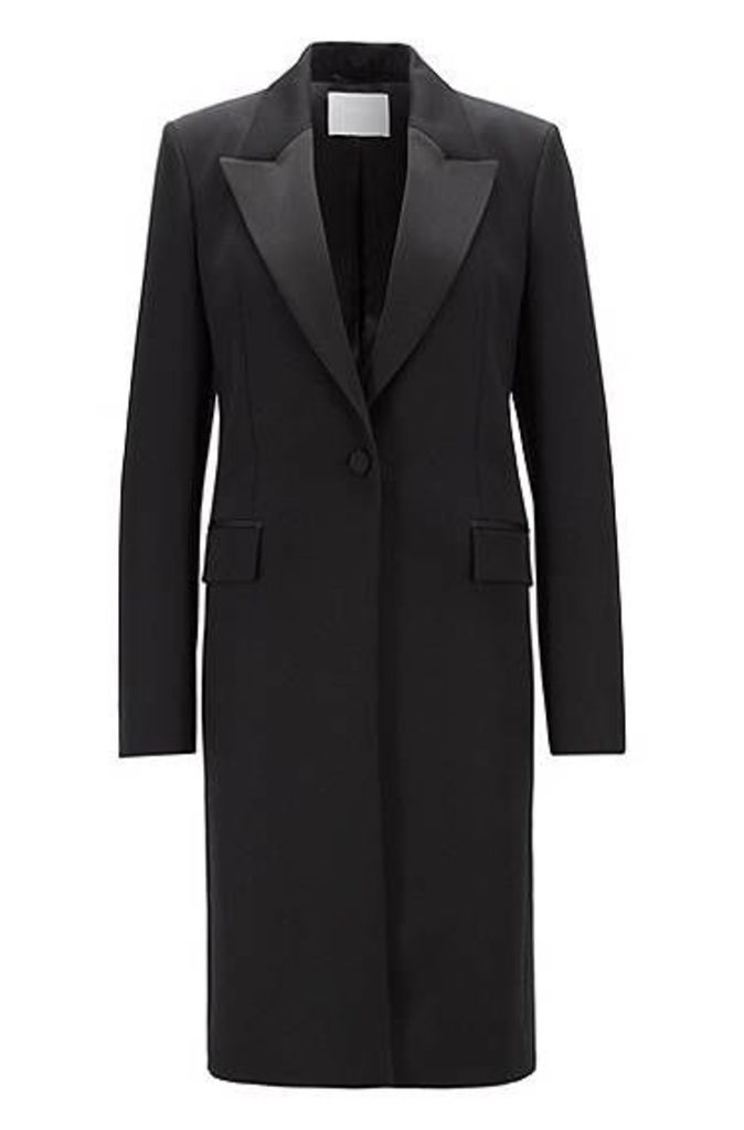 Tuxedo-style coat in Italian virgin wool