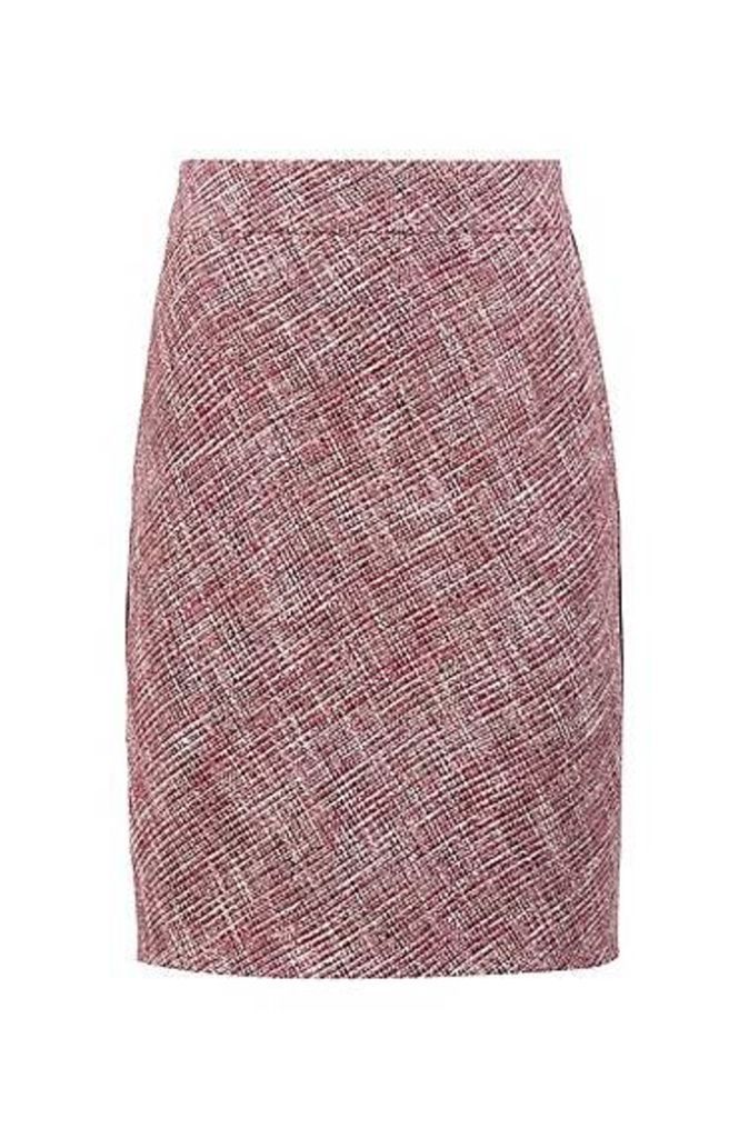 Tweed pencil skirt with faux-leather piping detail