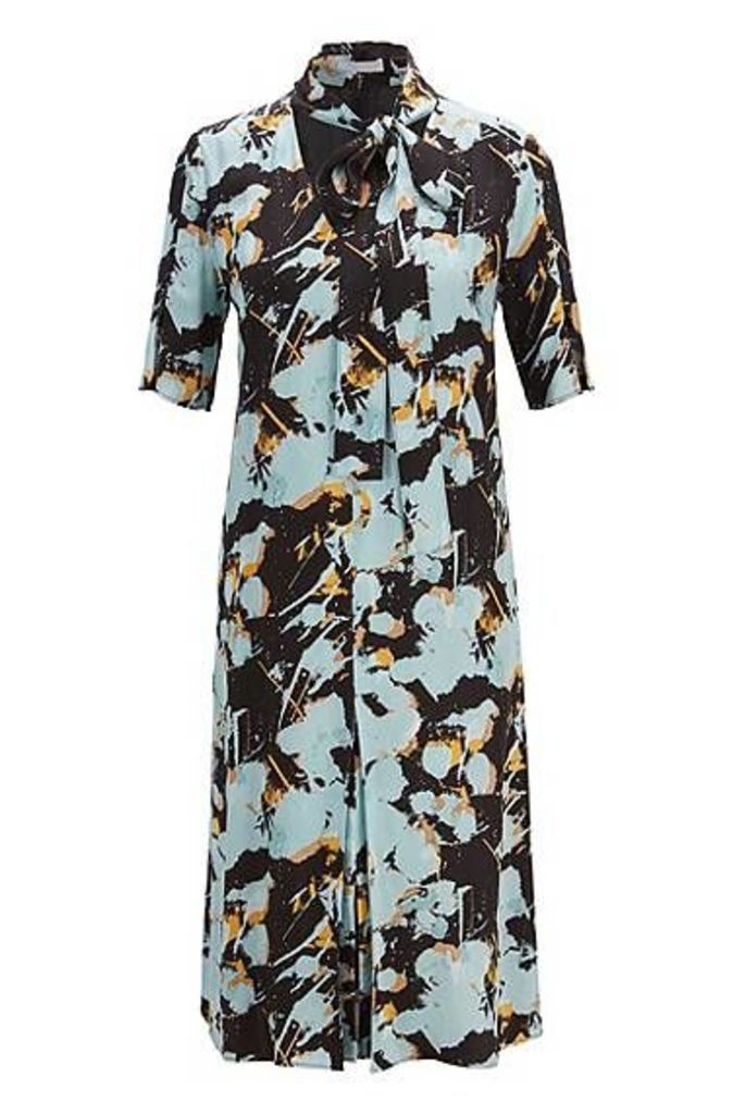 Tie-front dress with abstract floral print