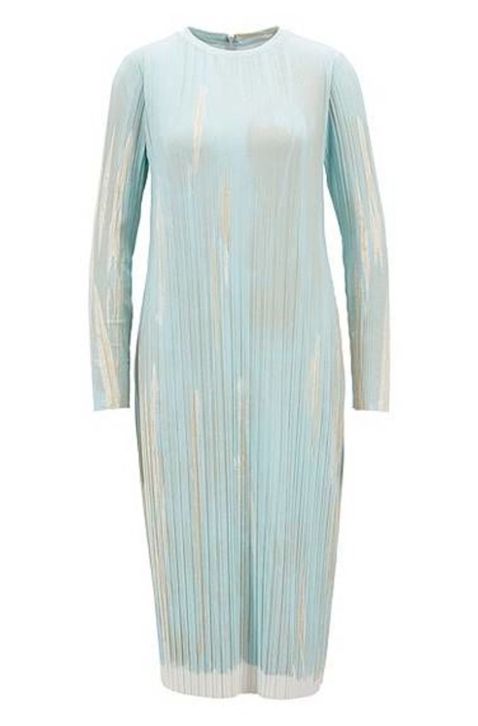 Slim-fit dress in printed stretch-plissé fabric