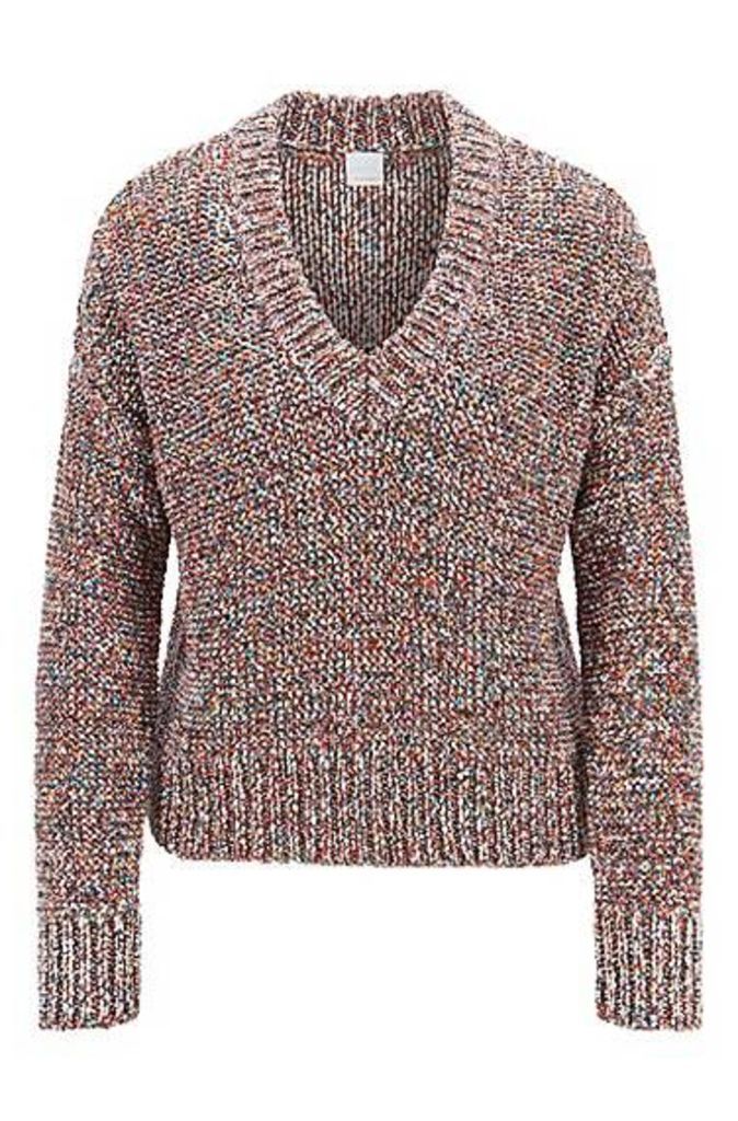 Relaxed-fit V-neck sweater in multicoloured yarn