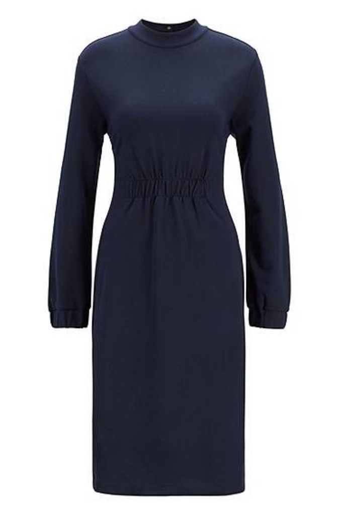 Slim-fit dress with smocked waist and cuffs