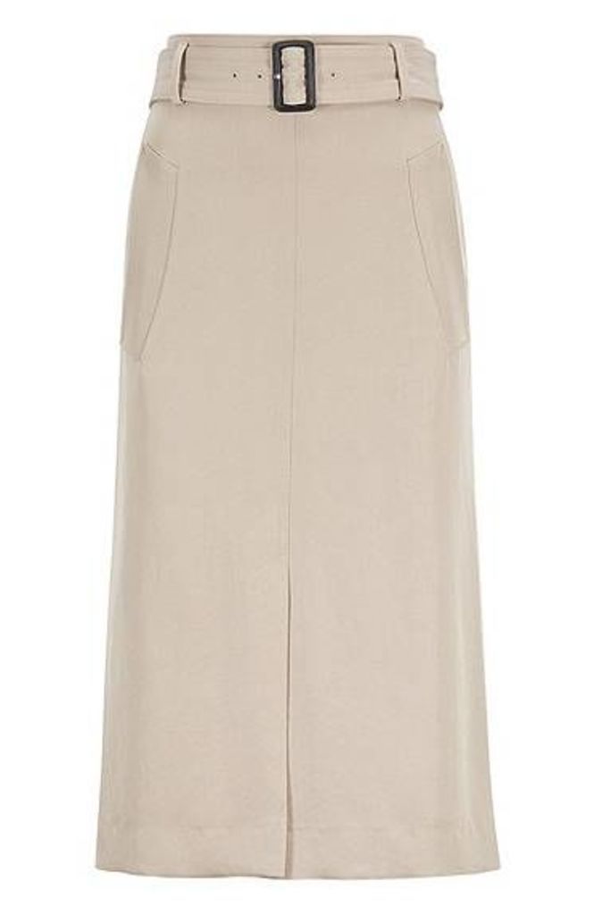 Slim-fit skirt in Japanese twill with statement belt