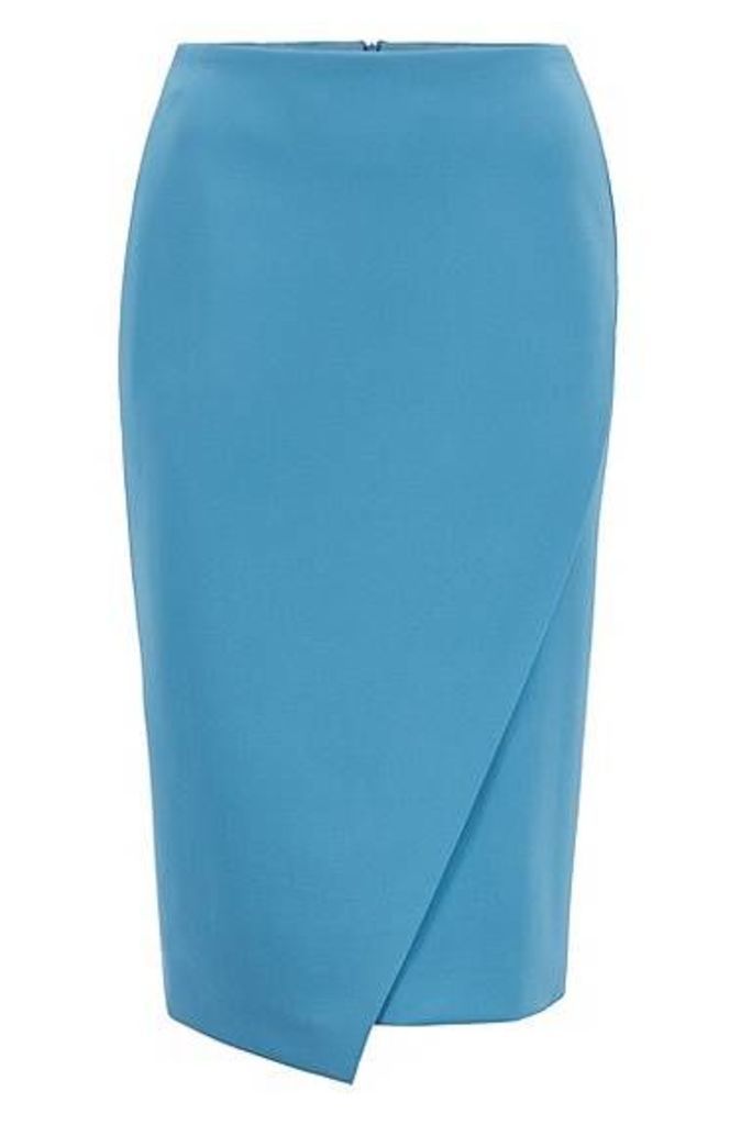 Slim-fit pencil skirt with wrap front