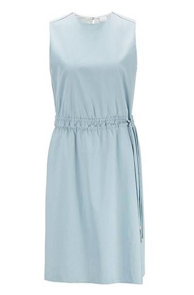 Sleeveless dress in cotton poplin with adjustable waist